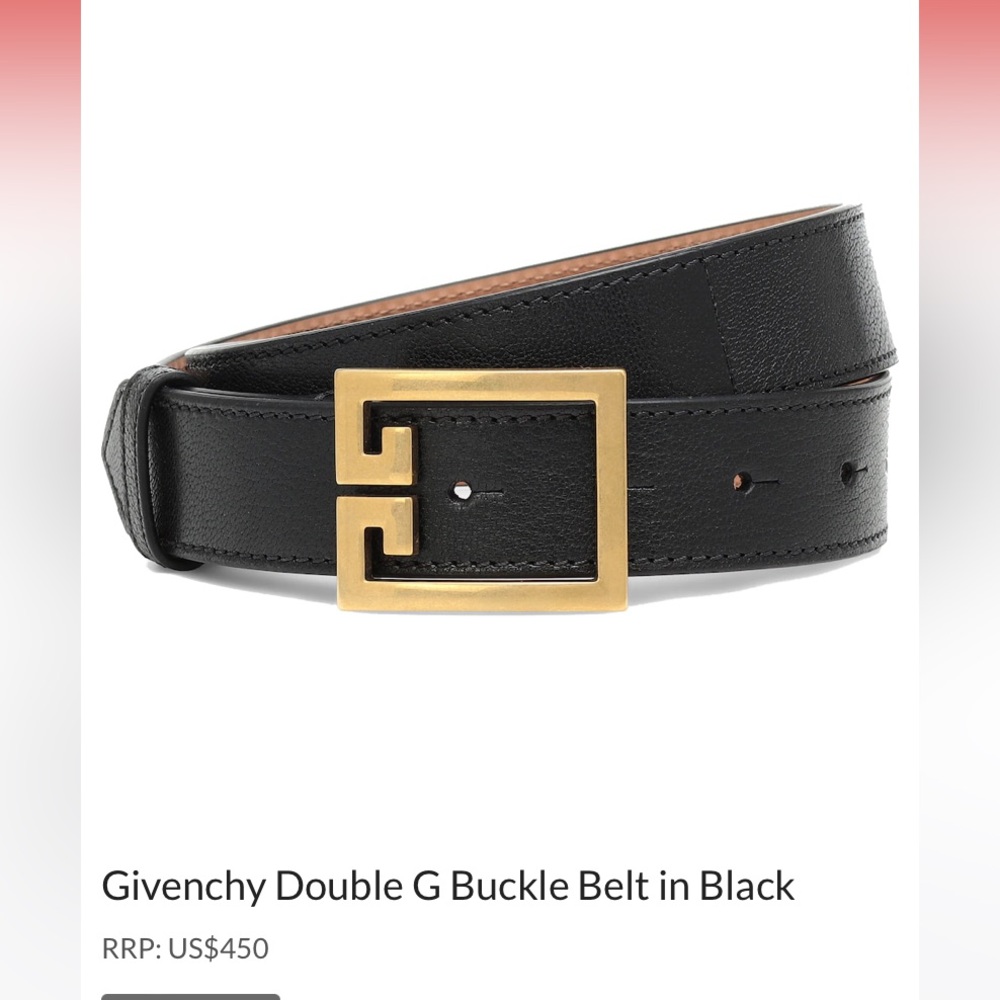 Givenchy Black Belt with Gold Buckle